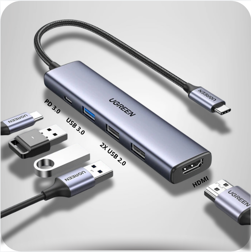 5 em 1 - USB-C Hub Tech