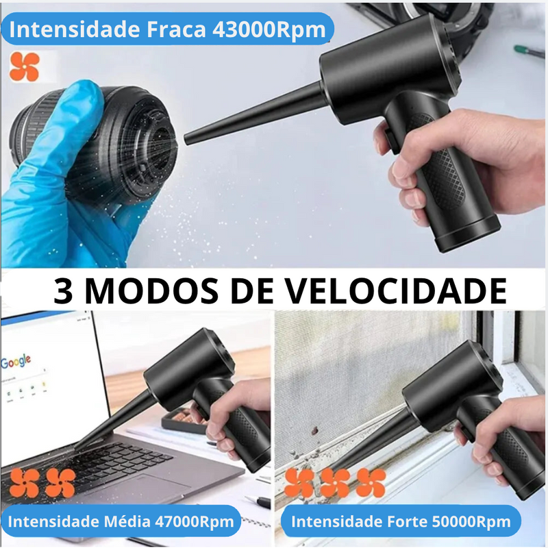 Pistola de Ar Comprimido Tech 50000Rpm - USB Recarregável