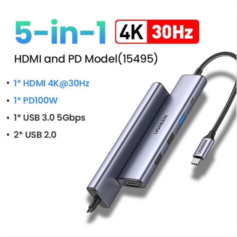 5 em 1 - USB-C Hub Tech