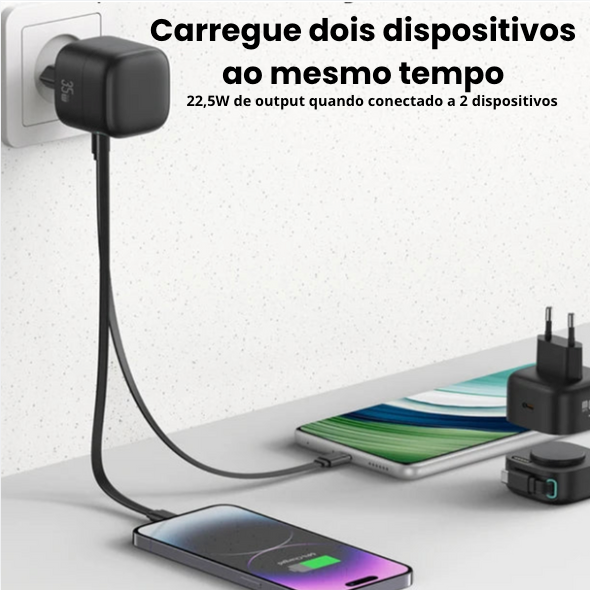 Carregador Tipo C 35W Tech - Cabo Retrátil